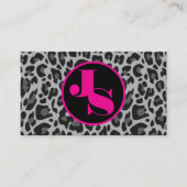 Carte De Visite Monogramme rose Empreinte de léopard classique Roc (Devant)