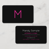 Carte De Visite Monogramme rose et noir moderne modifiable (Devant / Derrière)