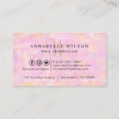 Carte De Visite Monogramme rose et violet des ongles étincelants (Dos)