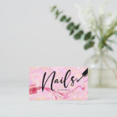 Carte De Visite Monogramme rose et violet des ongles étincelants (Debout devant)