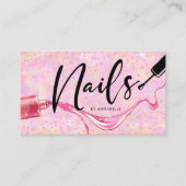 Carte De Visite Monogramme rose et violet des ongles étincelants (Devant)