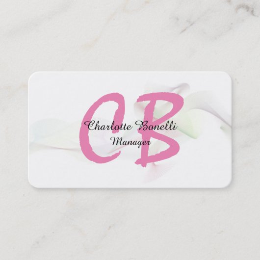 Carte De Visite Monogramme rose féminin professionnel Abstrait (Devant)