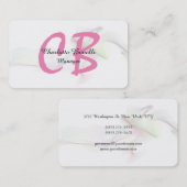 Carte De Visite Monogramme rose féminin professionnel Abstrait (Devant / Derrière)