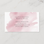 Carte De Visite Monogramme Rose Feminine Aquarelle Laver Splash (Dos)