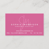 Carte De Visite Monogramme rose foncé moderne professionnel (Dos)
