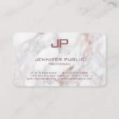 Carte De Visite Monogramme Rose Marbre blanc or Modèle moderne (Dos)