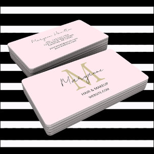 Carte De Visite Monogramme rose moderne