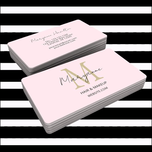 Carte De Visite Monogramme rose moderne