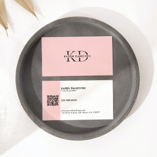 Carte De Visite Monogramme rose moderne minimaliste professionnel