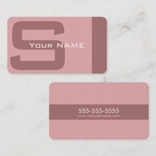 Carte De Visite Monogramme rose moderne simple (Devant / Derrière)