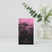 Carte De Visite Monogramme rose noir professionnel (Debout devant)
