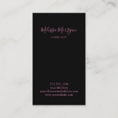 Carte De Visite Monogramme rose noir professionnel (Dos)