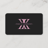 Carte De Visite Monogramme rose noir simple esthétique X (Devant)