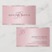 Carte De Visite Monogramme Rose or élégant Moderne simple (Devant / Derrière)