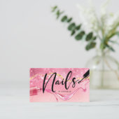 Carte De Visite Monogramme rose or et ongles roses (Debout devant)