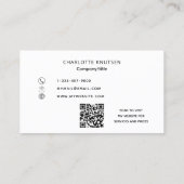 Carte De Visite monogramme rose or floral code Qr (Dos)