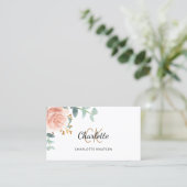 Carte De Visite monogramme rose or floral code Qr (Debout devant)