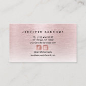 Carte De Visite Monogramme rose or rose brossé métal élégant (Dos)