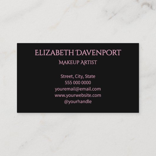 Carte De Visite Monogramme Rose Pâle et Noir (Dos)