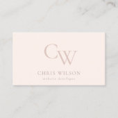 Carte De Visite Monogramme rose pâle simple minimal initial (Devant)