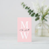 Carte De Visite Monogramme Rose Pâle Simple Professionnel (Debout devant)