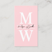 Carte De Visite Monogramme Rose Pâle Simple Professionnel (Devant)