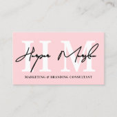 Carte De Visite Monogramme Rose Pâle Simple Professionnel (Devant)