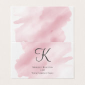 Carte De Visite Monogramme rose pour son aquarelle Laver Tente pli (Extérieur déplié)