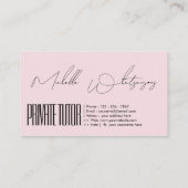 Carte De Visite Monogramme rose PROFESSEUR PARTICULIER écriture mo (Dos)