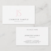 Carte De Visite Monogramme rose professionnel moderne Élégant Simp (Devant / Derrière)