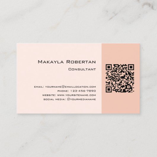 Carte De Visite Monogramme rose rose moderne QR Code (Dos)