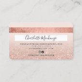 Carte De Visite Monogramme rose vif de parties scintillant dorée r (Dos)