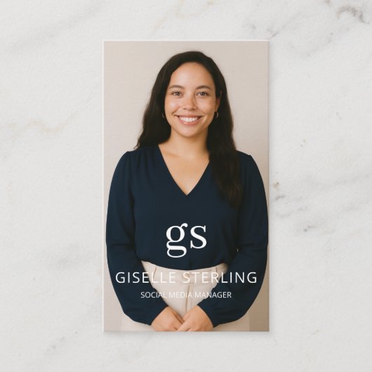 Carte De Visite Monogramme rose vif Photo Médias sociaux Code QR (Devant)