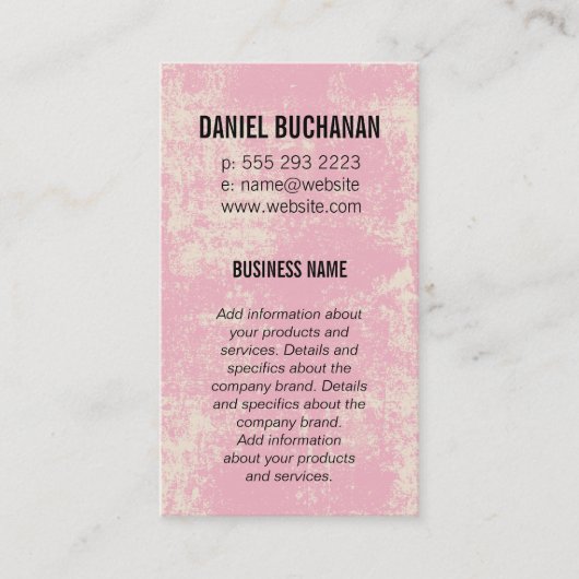 Carte De Visite Monogramme rose Vintage (Devant)