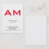 Carte De Visite Monogramme rouge blanc simple (Devant / Derrière)