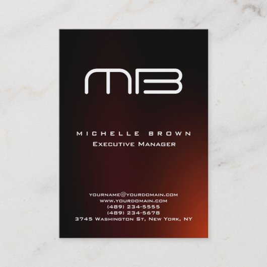 Carte De Visite Monogramme rouge Brown professionnel (Devant)