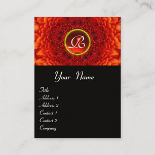 Carte De Visite MONOGRAMME ROUGE DAHLIA, RUBY jaune noir