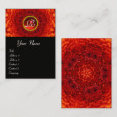 Carte De Visite MONOGRAMME ROUGE DAHLIA, RUBY jaune noir (Devant / Derrière)