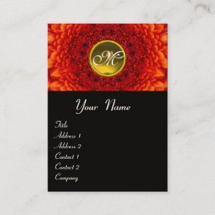 Carte De Visite MONOGRAMME ROUGE DAHLIA, TOPAZ noir blanc
