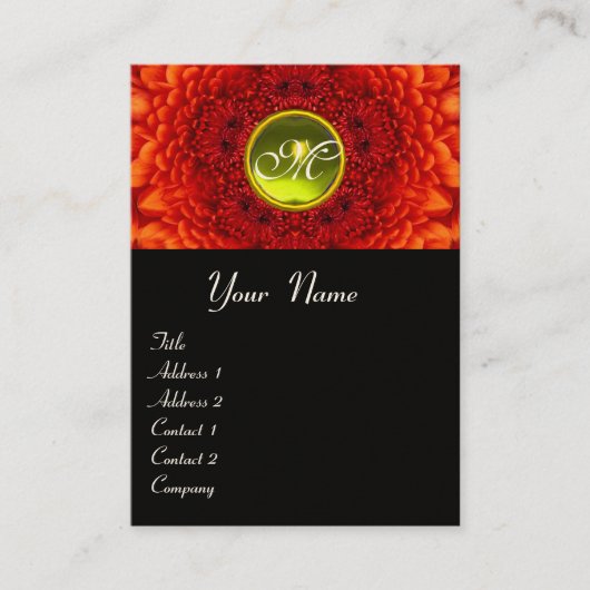 Carte De Visite MONOGRAMME ROUGE DAHLIA, TOPAZ noir blanc (Devant)