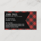 Carte De Visite Monogramme rouge de plaid de Buffalo (Dos)