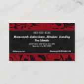 Carte De Visite Monogramme rouge et noir Tourbillonnant Damas (Dos)