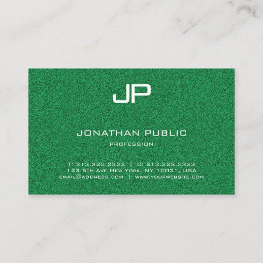 Carte De Visite Monogramme Rouge Et Vert Modèle Élégant (Dos)