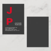 Carte De Visite Monogramme rouge gris élégant professionnel (Devant / Derrière)