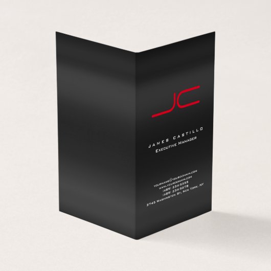 Carte De Visite Monogramme rouge gris moderne professionnel (Extérieur)