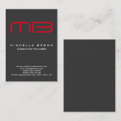 Carte De Visite Monogramme rouge gris moderne professionnel (Devant / Derrière)