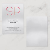 Carte De Visite monogramme rouge gris simple et tendance (Devant / Derrière)