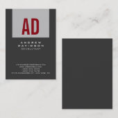 Carte de visite Monogramme rouge Gris tendance (Devant / Derrière)