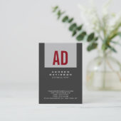 Carte de visite Monogramme rouge Gris tendance (Debout devant)