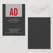 Carte de visite Monogramme rouge Gris tendance (Devant / Derrière)